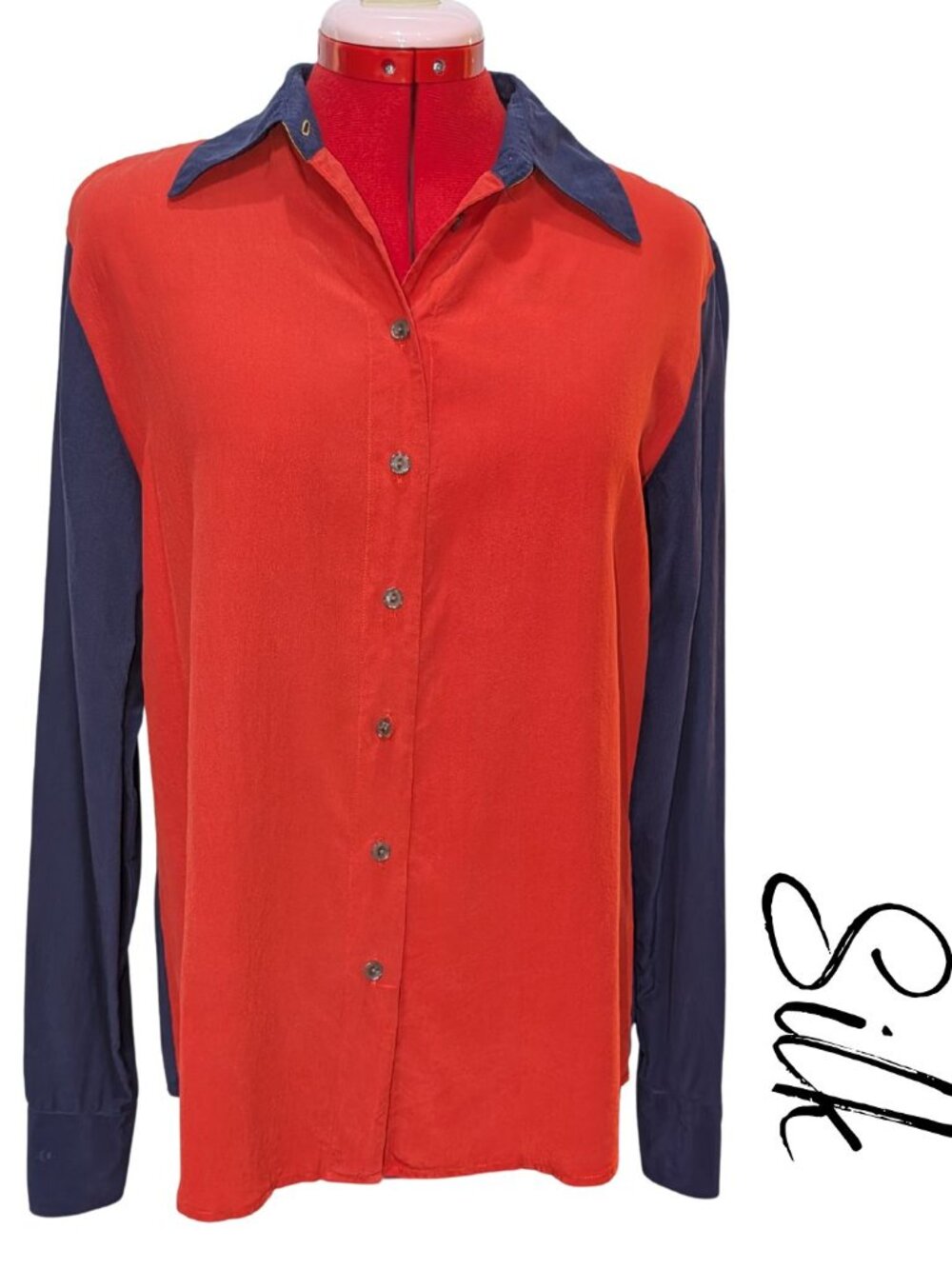 Silk Vintage Anne Klein II Colorblock Shirt